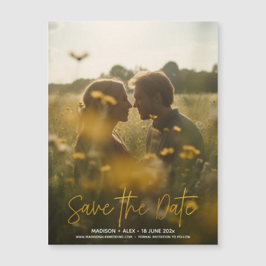 写真エレガント日付のマグネットカードを保存 (正面)