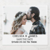 写真エレガント日付の保存カスタム方法 スパークリングワインラベル (シングルラベル)