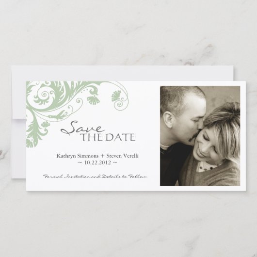 写真エレガント日付の保存招待状 セーブザデート (正面)