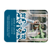 写真エレガント日付の保存招待状 マグネット (横)