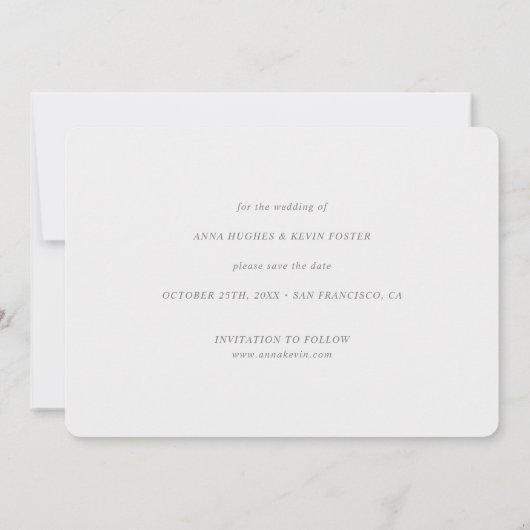 写真エレガント日付の保存結婚式招待状 セーブザデート (裏面)