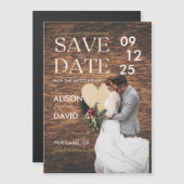 写真エレガント日付の保存結婚日 マグネット招待状 (正面/裏面)