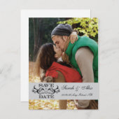 写真エレガント日付の灰色の渦巻き葉書を保存 案内ポストカード (正面/裏面)