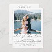 写真エレガント日付カードの変更 セーブザデート (正面/裏面)