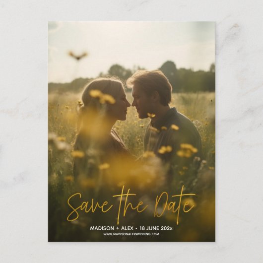 写真エレガント日付モダンポストカードの保存 ポストカード (正面)