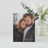 写真エレガント日付モダンポストカードの保存 ポストカード (スタンド正面)