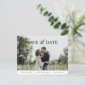 写真エレガント日付モダンポストカードの保存 ポストカード (スタンド正面)