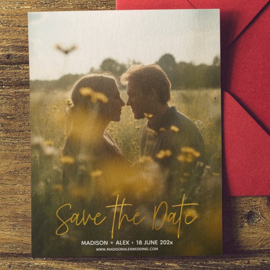 写真エレガント日付モダンポストカードの保存 ポストカード