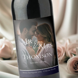 写真エレガント暗黒海軍の冬の結婚式 ワインラベル