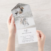 写真エレガント書ミニマル結婚リスト オールインワン招待状 (貼ってはがせる)