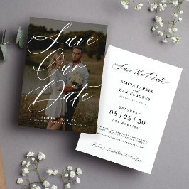 写真エレガント書モダンの結婚文字 セーブザデート