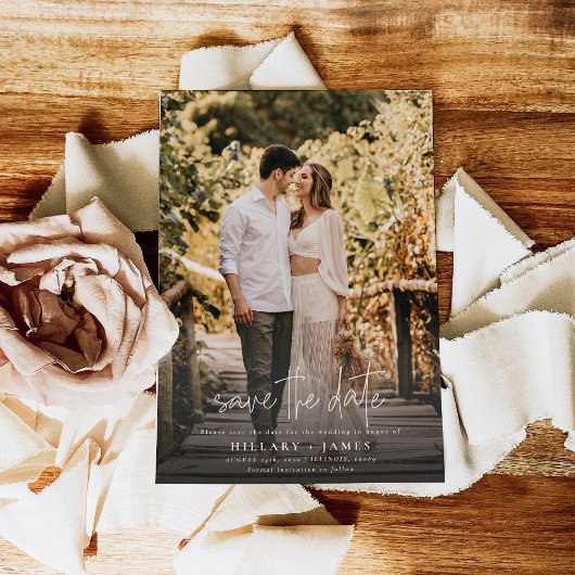 写真エレガント書結婚式の日付の保存 招待状