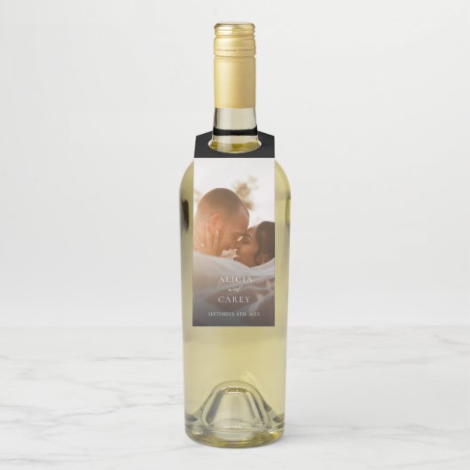 写真エレガント書道結婚の ボトルネックタグ (ボトル)
