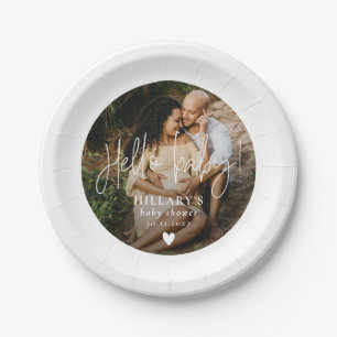 写真エレガント書道赤ちゃんシャワーこんにちはベビー ペーパープレート