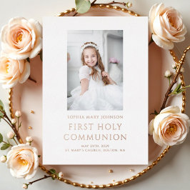 写真エレガント最初の通信金ゴールド 箔招待状