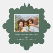 写真エレガント松の木の水の色クリスマス オーナメントカード (裏面)