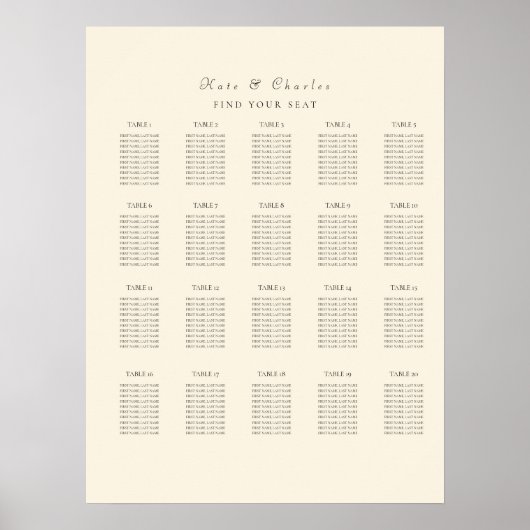 写真エレガント枠Qrコードの座席表 ポスター (正面)