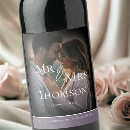 写真エレガント濃い紫の冬の結婚式 ワインラベル