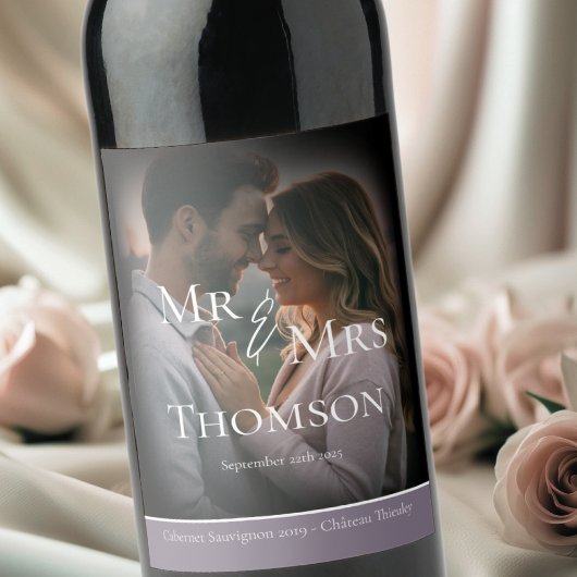 写真エレガント濃い紫の冬の結婚式 ワインラベル