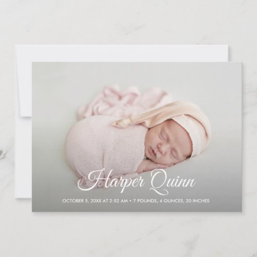 写真エレガント生まれたばかりのコラージュ誕生 案内状 (正面)