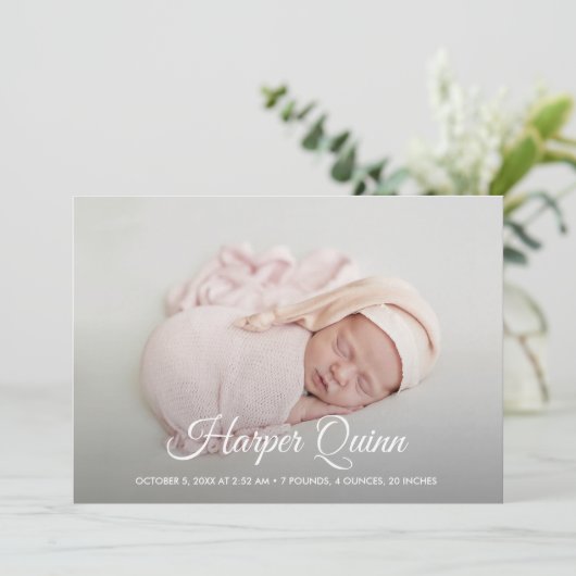 写真エレガント生まれたばかりのコラージュ誕生 案内状 (スタンド正面)