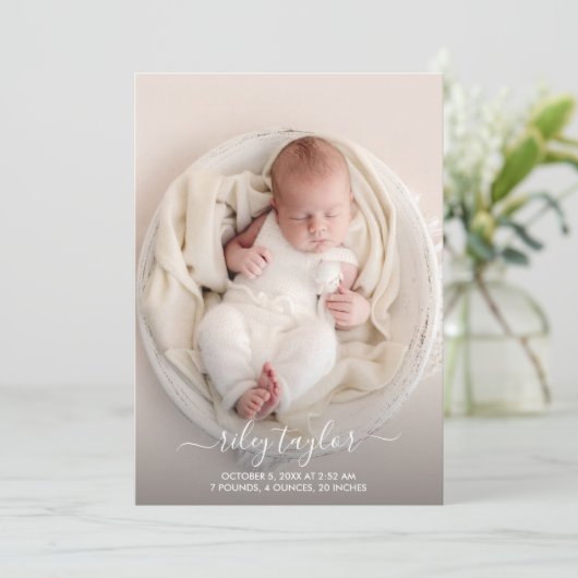 写真エレガント生まれたばかりのコラージュ誕生 案内状 (スタンド正面)