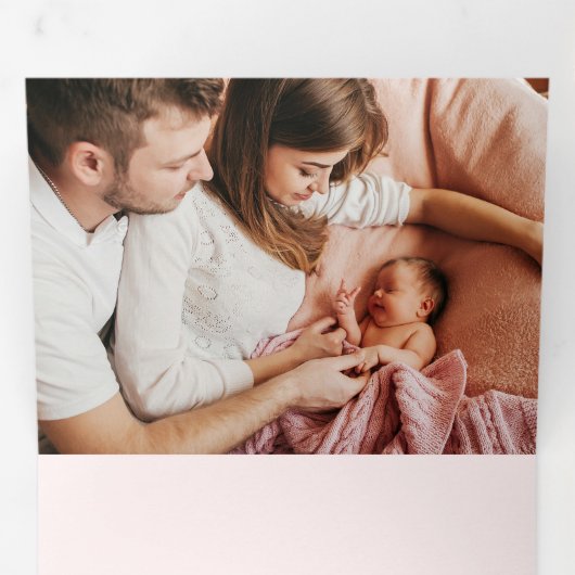 写真エレガント生まれたばかりのコラージュ 三つ折り案内状 (内部最初)