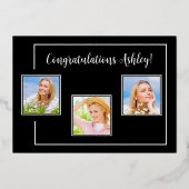 写真エレガント白黒卒業パ実在ティ 箔招待状 (裏面)