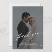 写真エレガント白黒結婚のサンキューカード 招待状 (正面)