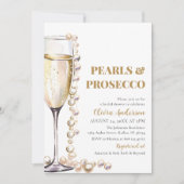 写真エレガント真珠とプロセッコブライダルシャワー 招待状 (正面)
