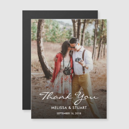 写真エレガント磁気カー結婚ドありがとう (正面/裏面)
