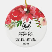 写真エレガント神は彼女のクリスマスフローラ内にある セラミックオーナメント (正面)