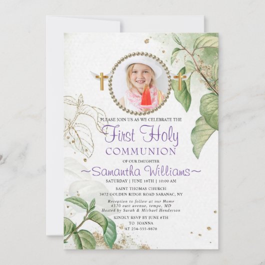 写真エレガント第モダン1聖餐式招待状 招待状 (正面)