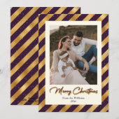 写真エレガント紫と金ゴールドメリークリスマス シーズンカード (正面/裏面)