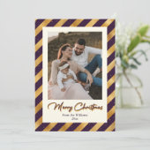 写真エレガント紫と金ゴールドメリークリスマス シーズンカード (スタンド正面)