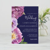 写真エレガント紫ネイビー青フローラ濃いムーディI 招待状 (スタンド正面)