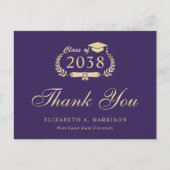 写真エレガント紫金ゴールド卒業ありがとう ポストカード (正面)