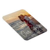 写真エレガント結モダン婚日の保存 マグネット (右側)