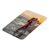 写真エレガント結モダン婚日の保存 マグネット (左側)