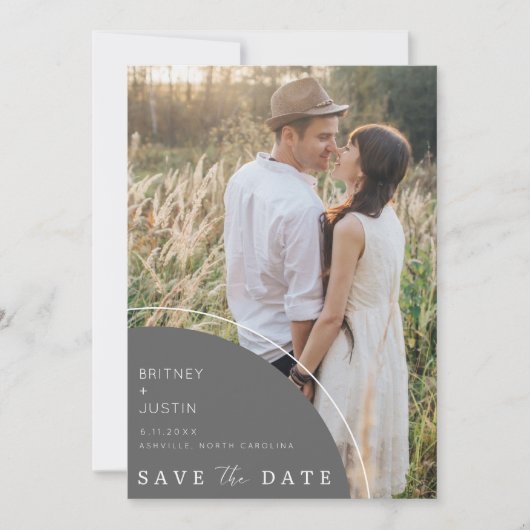 写真エレガント結モダン婚日付の保存 セーブザデート (正面)