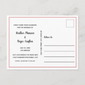 写真エレガント結モダン婚日付の保存 案内ポストカード (裏面)