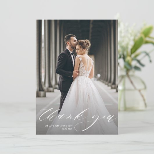 写真エレガント結婚サンキューカード サンキューカード (スタンド正面)