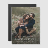 写真エレガント結婚式の日付の磁気カードを保存 (正面/裏面)