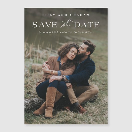 写真エレガント結婚式の日付の磁気カードを保存 (正面)