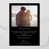 写真エレガント結婚式の日付を保存ブラック金ゴールド 箔招待状 (裏面)