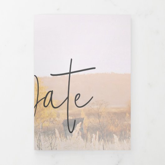 写真エレガント結婚式の日付カードの保存 三つ折り招待状 (カバー)