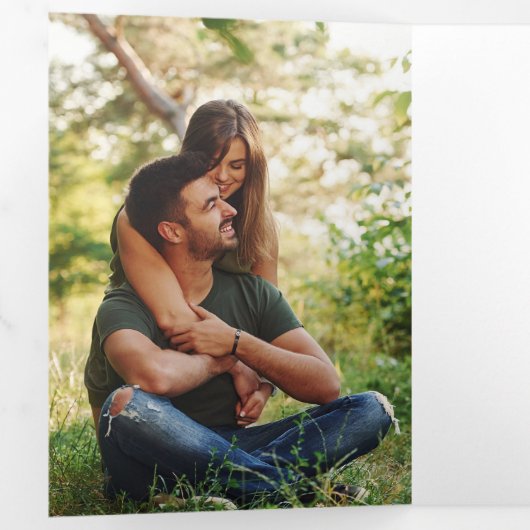 写真エレガント結婚式の日付カードの保存 三つ折り招待状 (内部最初)