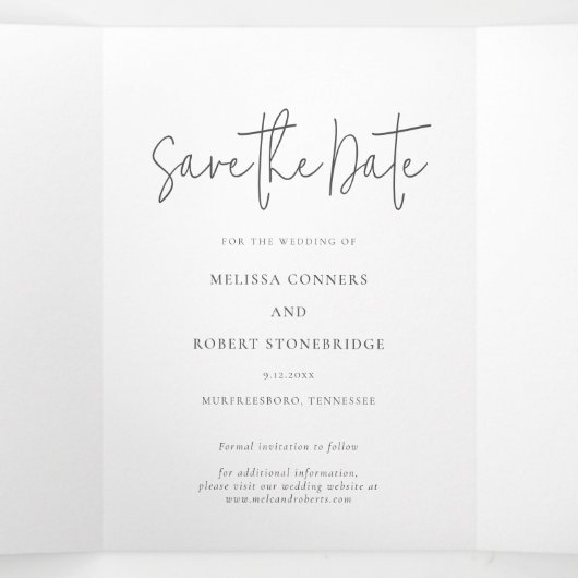 写真エレガント結婚式の日付カードの保存 三つ折り招待状 (内部中)