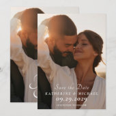 写真エレガント結婚式の日付カードの保存 招待状 (正面/裏面)