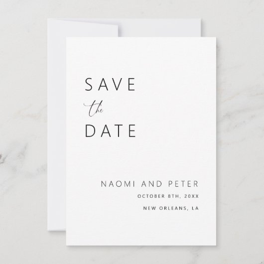 写真エレガント結婚式の日付カードの保存 招待状 (裏面)